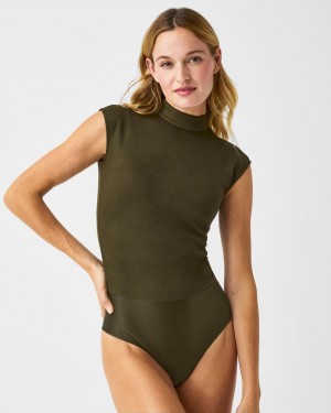Body Spanx Faux Semišové Mock Neck Zelene | 2386754-RM