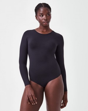 Body Spanx Suit Yourself Long Sleeve Scoop Neck Černé | 8209573-OW