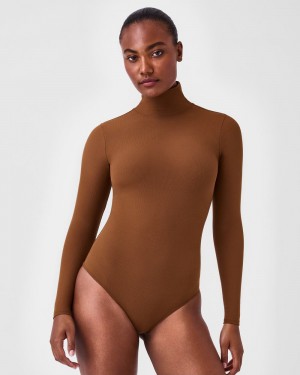 Body Spanx Suit Yourself Žebrovaný Long Sleeve Turtleneck Hnědé | 1872509-PN