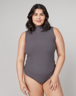 Body Spanx Suit Yourself Žebrovaný Mock Neck Bez Rukávů Tmavě Šedé | 6514097-XC