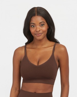 Bralette Spanx EcoCare Seamless Shaping Longline Hnědé | 3760495-IZ