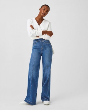 Džíny Spanx Seamed Front Široké Leg Indigo | 5610273-KD