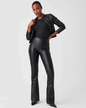 Kalhoty Spanx Læder-Like Flare Černé | 3012496-XV