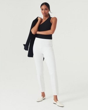 Kalhoty Spanx On-the-Go Ankle Slim Rovný Pant with Ultimate Opacity Technologie Bílé | 7216054-OF