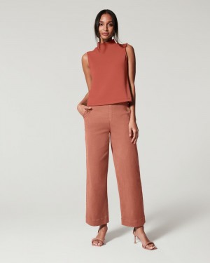 Kalhoty Spanx Stretch Twill Cropped Široké Leg Hnědé | 6714309-CS
