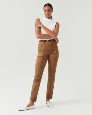 Kalhoty Spanx Stretch Twill Rovný Leg Hnědé | 3248106-XC