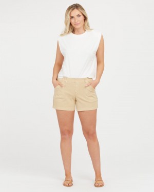 Kraťasy Spanx Stretch Twill, 4" Hnědožlutý | 2754068-US