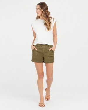 Kraťasy Spanx Stretch Twill, 4" Olivy Zelené | 4638215-PQ