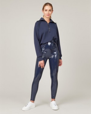 Legíny Spanx Faux Lakovaná Læder Tmavě Blankyt | 4765389-BV