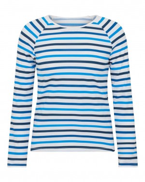 Plavky Spanx Long Sleeve Swim Shirt Proužek Blankyt | 1968704-DL