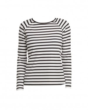 Plavky Spanx Long Sleeve Swim Shirt Černé Bílé Proužek | 6027483-OW