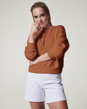 Topy Spanx AirEssentials Crew Hnědé | 2164075-XV