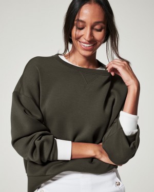 Topy Spanx AirEssentials Crew Olivy Zelené | 9715086-RB