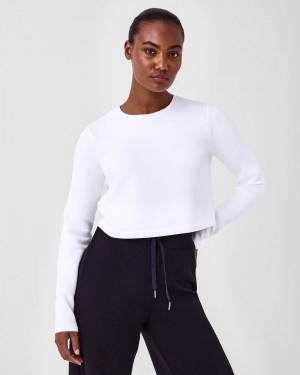 Topy Spanx AirEssentials Cropped Long Sleeve Bílé | 6453912-KW