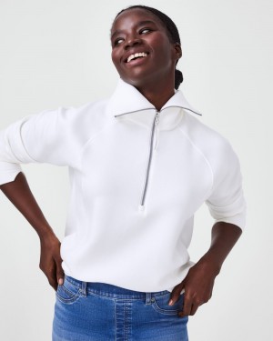 Topy Spanx AirEssentials Half Zip Bílé | 7264138-PR