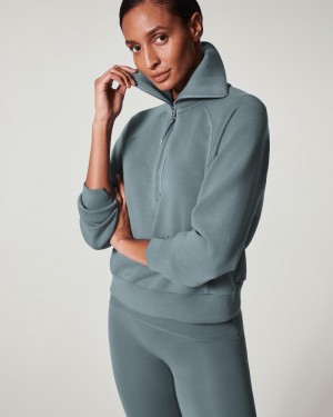 Topy Spanx AirEssentials Half Zip Blankyt Šedé | 6105783-VE