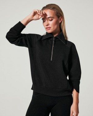 Topy Spanx AirEssentials Half Zip Černé | 6281397-UH