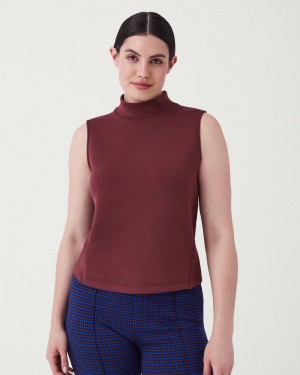 Topy Spanx AirEssentials Mock Neck Hnědé | 5931680-SL