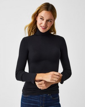 Topy Spanx Better Base Long Sleeve Turtleneck Černé | 4196032-VP