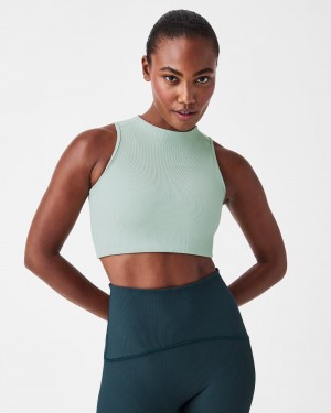 Topy Spanx Contour Rib Mock Neck Crop Bílé | 0753198-IO