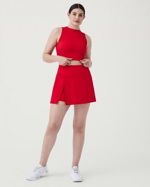 Topy Spanx Contour Rib Mock Neck Crop Červené | 0819734-GD