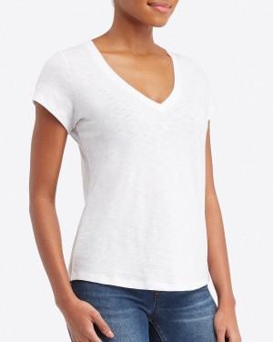 Tričko Spanx Pima Bavlněné V-Neck Bílé | 0361458-HT