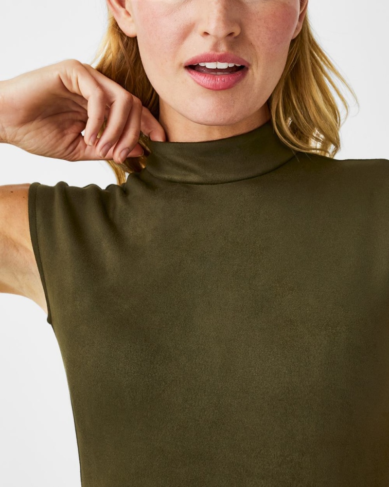 Body Spanx Faux Semišové Mock Neck Zelene | 2386754-RM