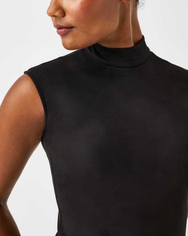 Body Spanx Faux Semišové Mock Neck Černé | 1427856-BU