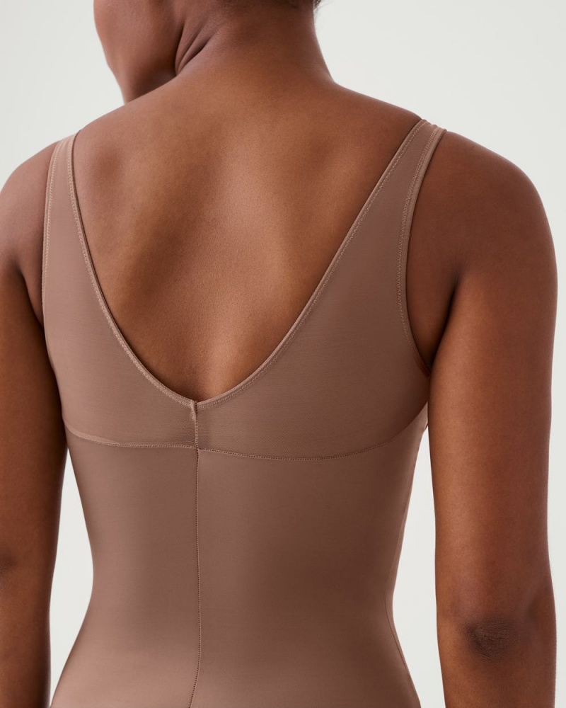 Body Spanx Shaping Satin Mesh Tanga Cafe Au Lait | 0398145-IF