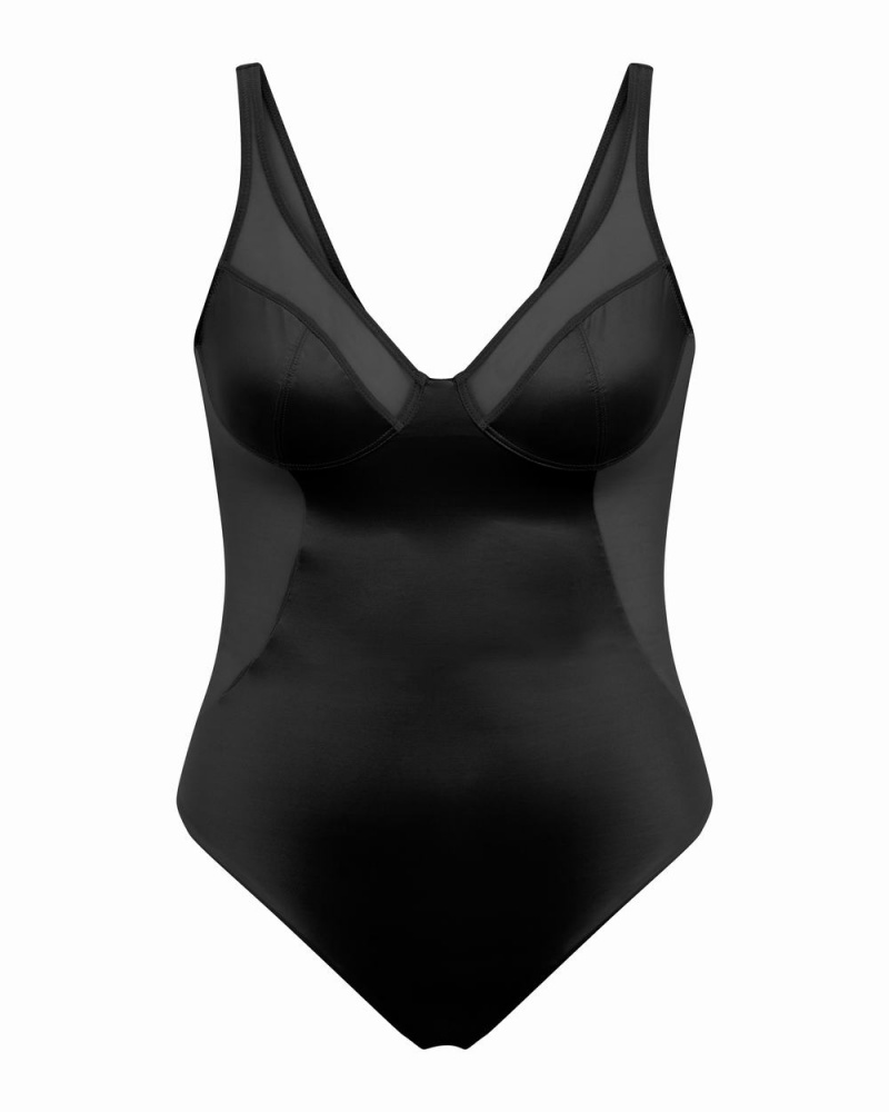 Body Spanx Shaping Satin Mesh Tanga Černé | 2038617-LG