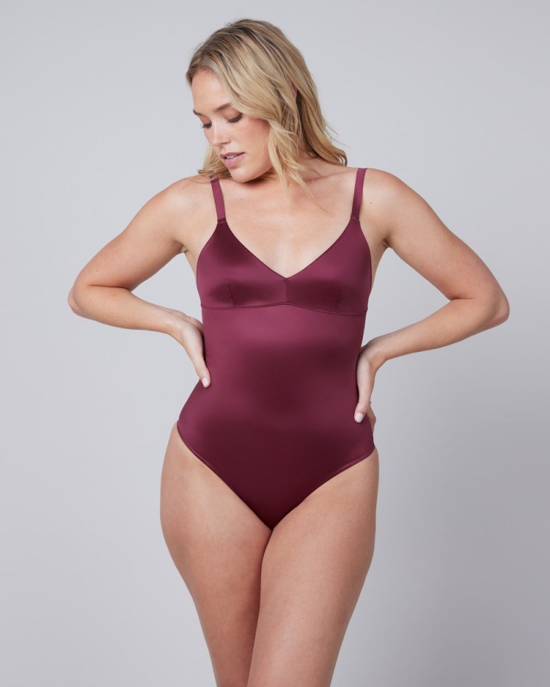 Body Spanx Shaping Satin Tanga Vínové | 9327510-ZH