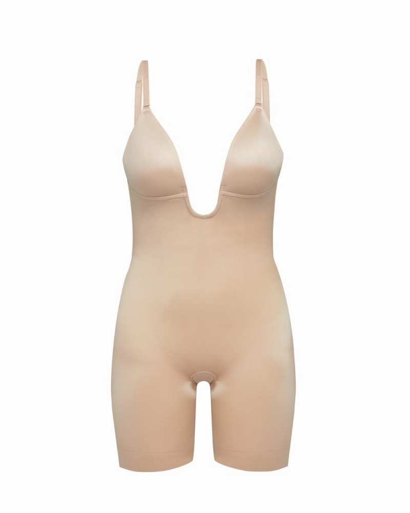 Body Spanx Suit Your Fancy Plunge Low-Back Mid-Thigh Béžový | 1958403-JB