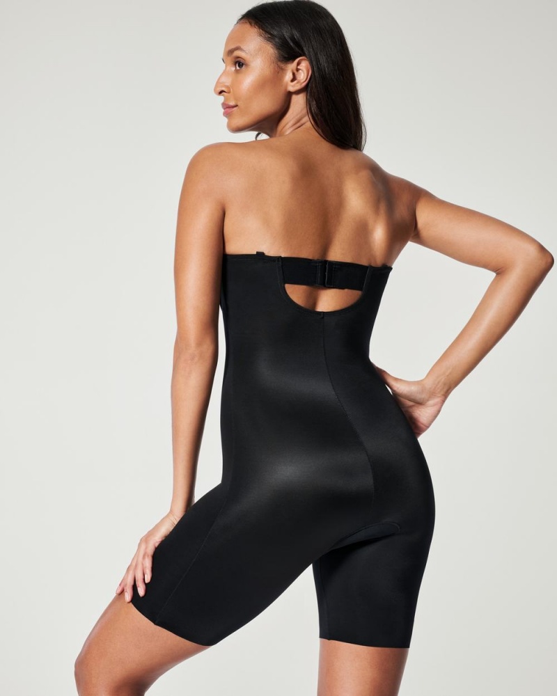 Body Spanx Suit Your Fancy Strapless Cupped Mid-Thigh Černé | 7209543-CH