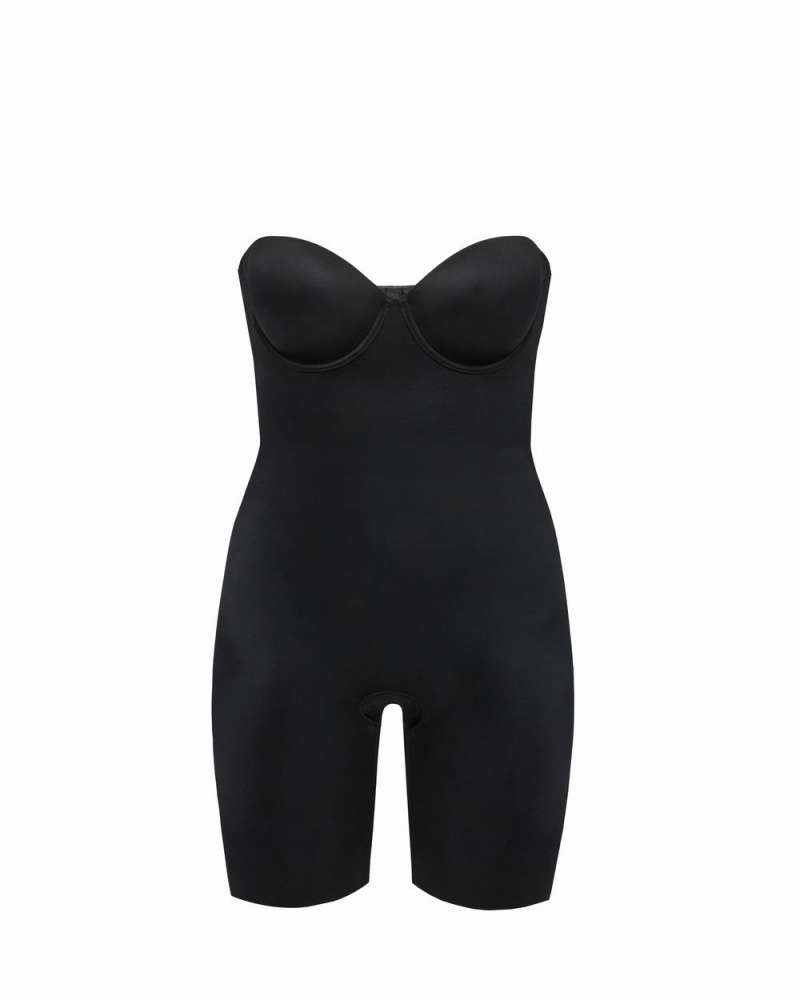 Body Spanx Suit Your Fancy Strapless Cupped Mid-Thigh Černé | 7209543-CH