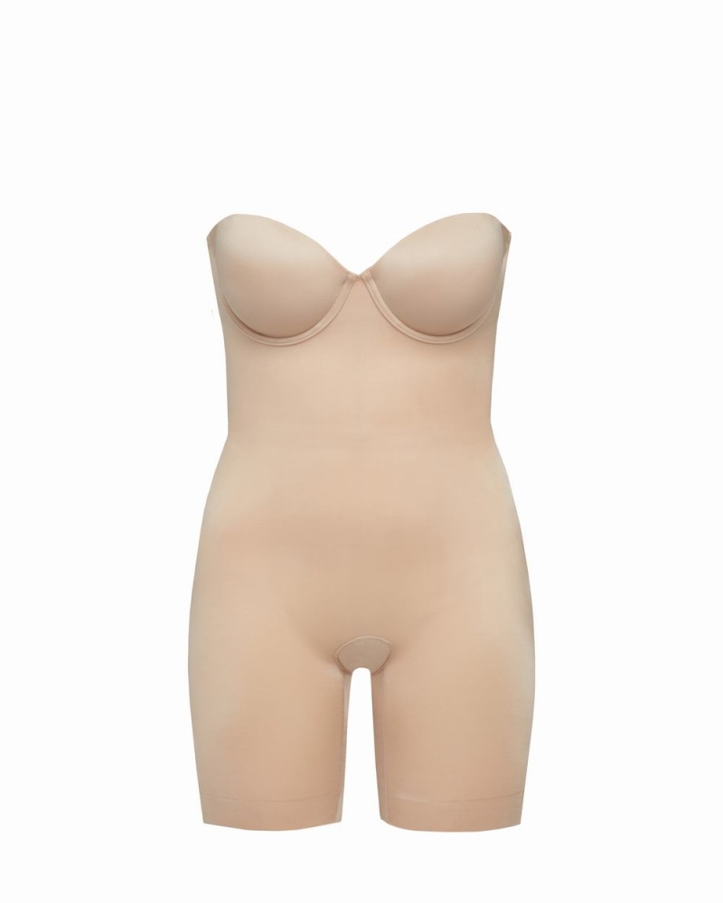 Body Spanx Suit Your Fancy Strapless Cupped Mid-Thigh Béžový | 8405697-FG