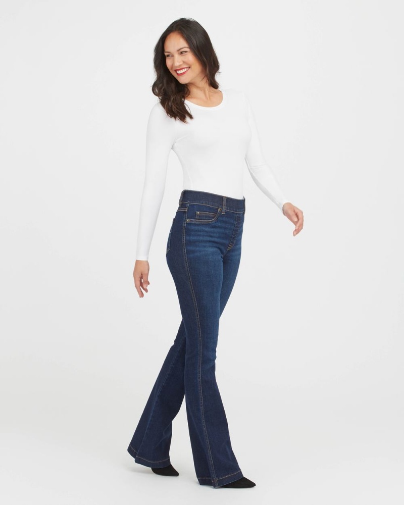 Body Spanx Suit Yourself Long Sleeve Scoop Neck Bílé | 8195203-MO