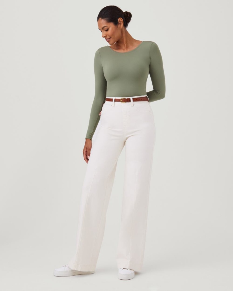 Body Spanx Suit Yourself Long Sleeve Scoop Neck Olivy Zelené | 2756014-TQ