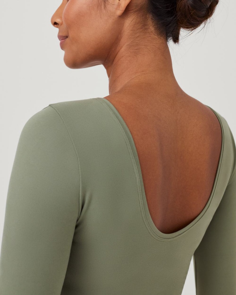 Body Spanx Suit Yourself Long Sleeve Scoop Neck Olivy Zelené | 2756014-TQ
