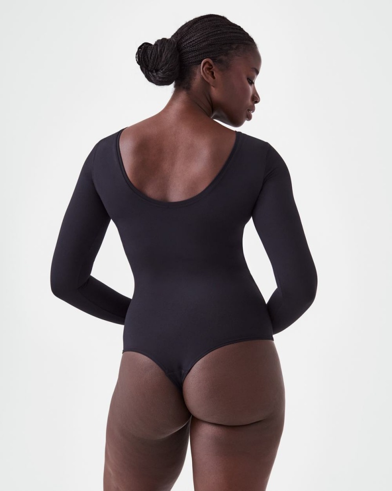 Body Spanx Suit Yourself Long Sleeve Scoop Neck Černé | 8209573-OW