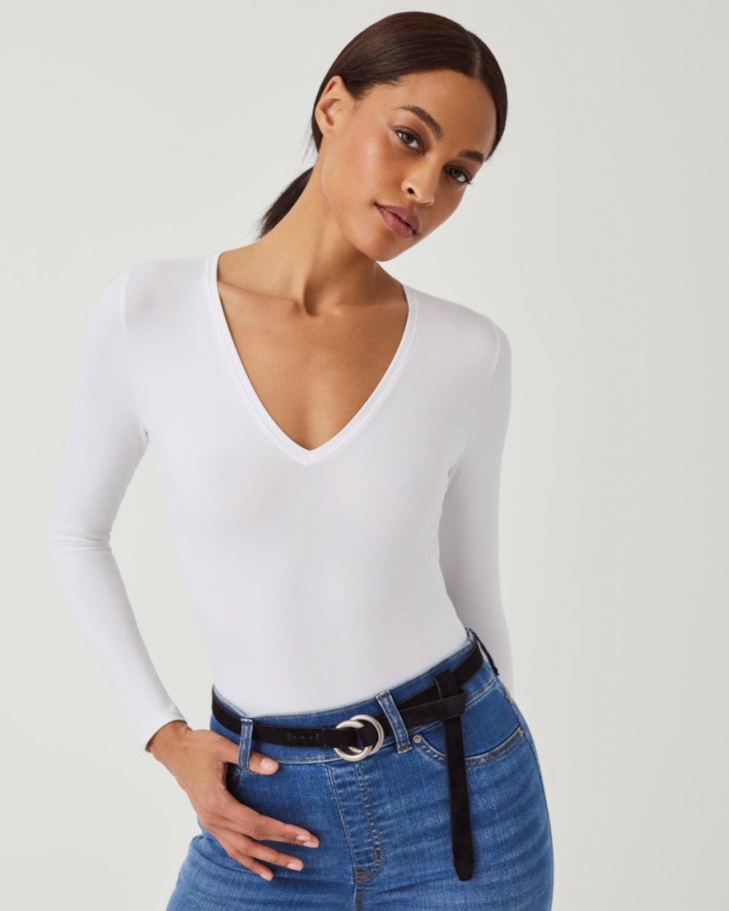 Body Spanx Suit Yourself Long Sleeve Tanga Bílé | 1739504-KI