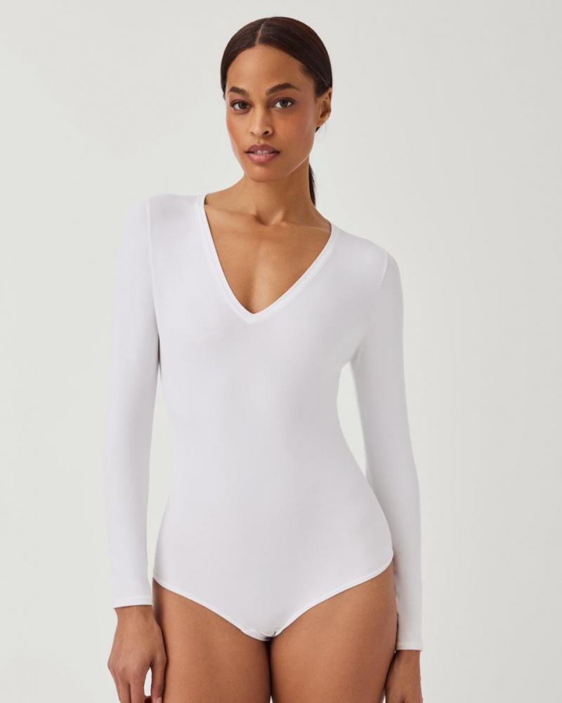 Body Spanx Suit Yourself Long Sleeve Tanga Bílé | 1739504-KI