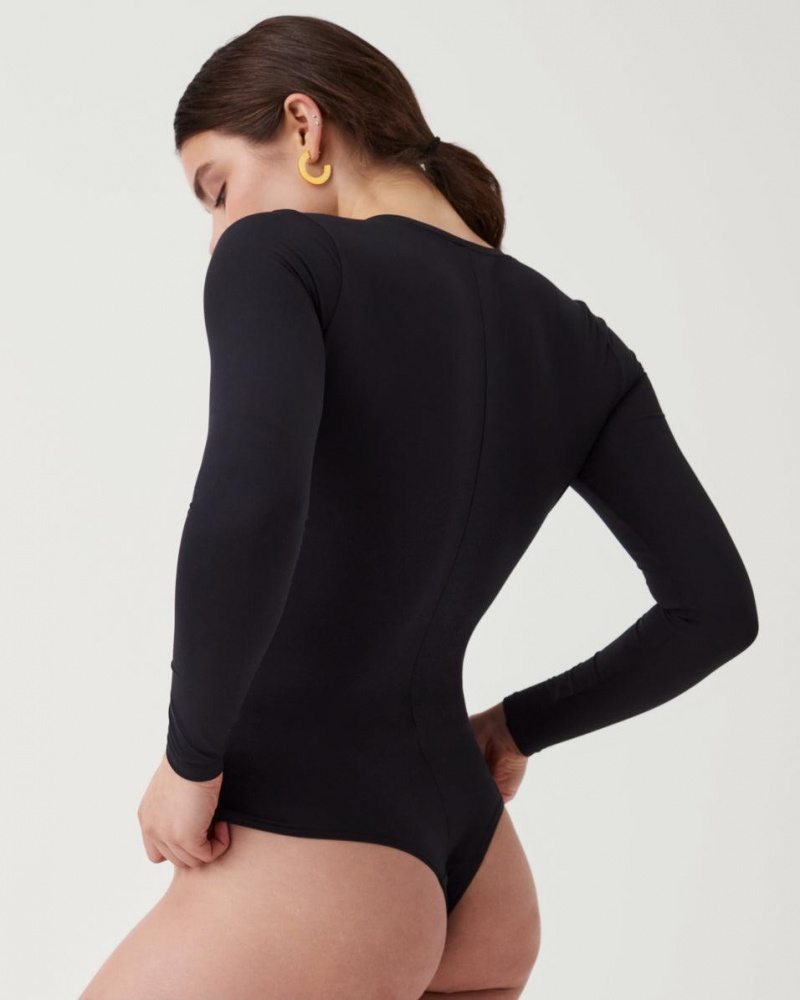 Body Spanx Suit Yourself Long Sleeve Tanga Černé | 5716243-BS
