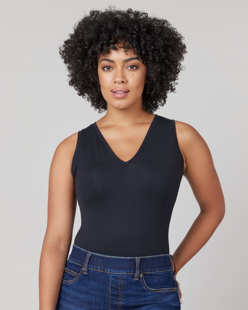 Body Spanx Suit Yourself V-Neck Tank Černé | 9652701-BK
