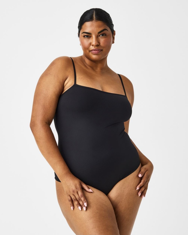 Body Spanx Suit Yourself Žebrovaný Cami Černé | 6542703-OQ