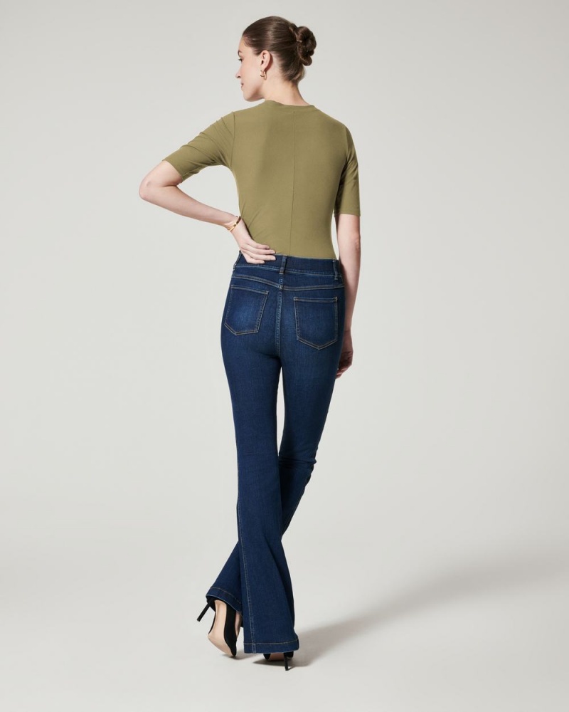 Body Spanx Suit Yourself Žebrovaný Crew Neck Krátké Sleeve Olivy Zelené | 1427085-OD