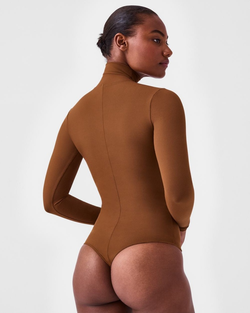 Body Spanx Suit Yourself Žebrovaný Long Sleeve Turtleneck Hnědé | 1872509-PN