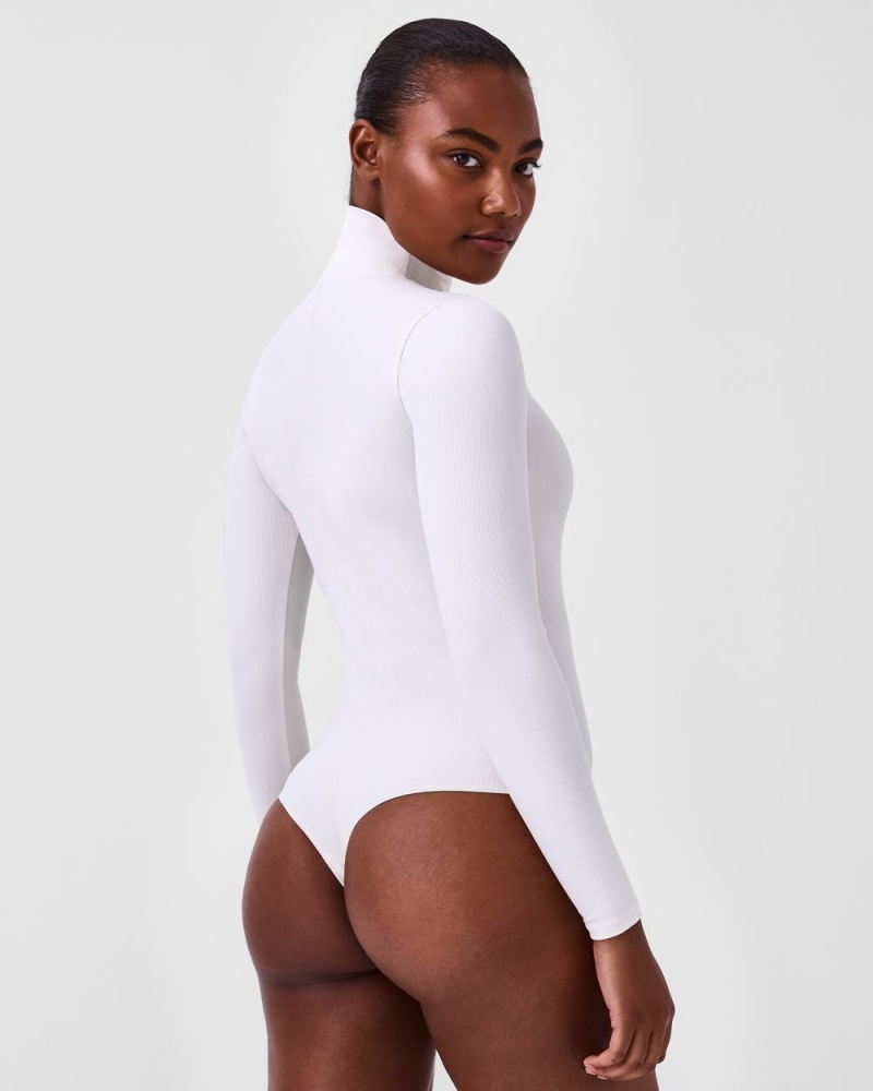 Body Spanx Suit Yourself Žebrovaný Long Sleeve Turtleneck Bílé | 2839057-DV