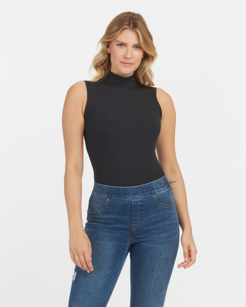 Body Spanx Suit Yourself Žebrovaný Mock Neck Bez Rukávů Černé | 1964057-RJ
