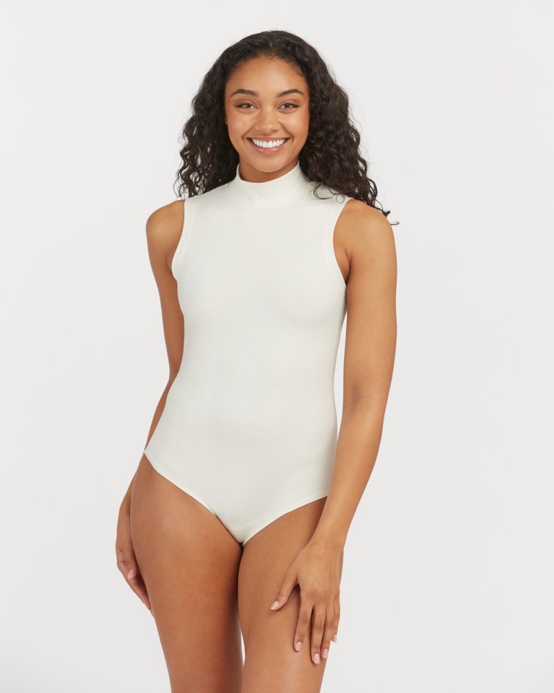 Body Spanx Suit Yourself Žebrovaný Mock Neck Bez Rukávů Bílé | 8431695-UI