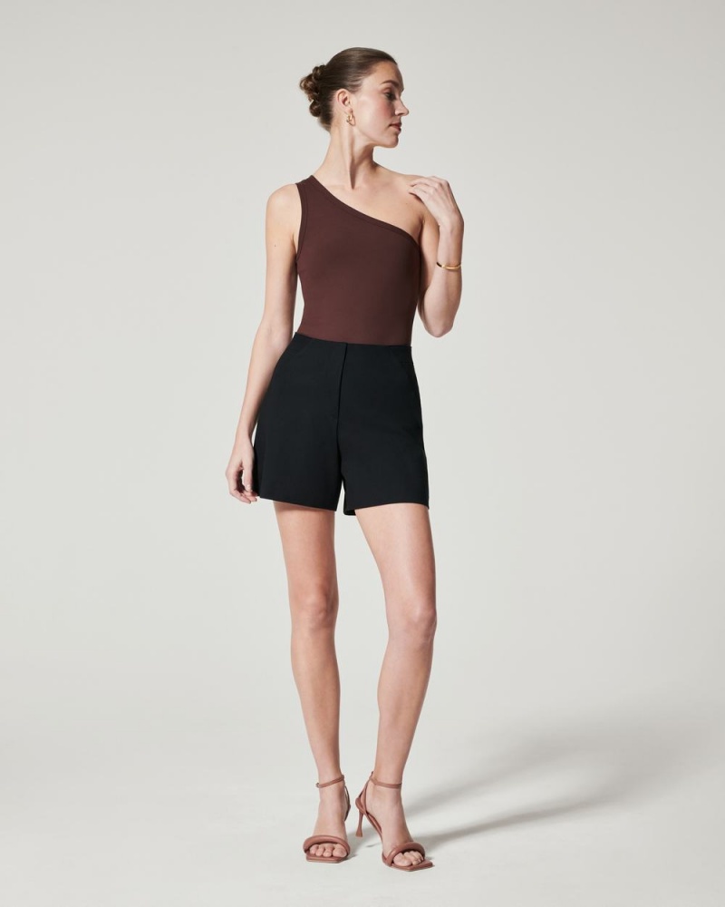 Body Spanx Suit Yourself Žebrovaný One Shoulder Káva | 3876512-LE